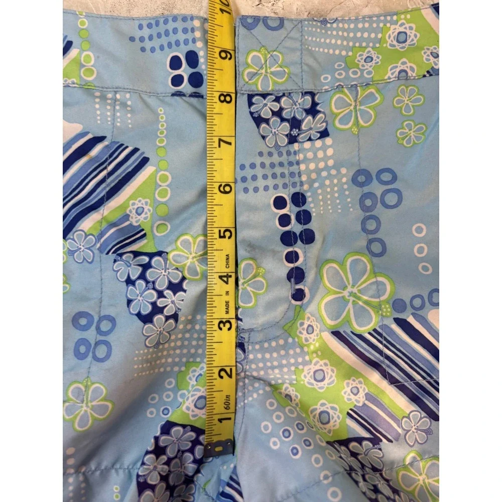 Y2K Energy Zone Girls Blue Floral Geometric‎ Board Shorts Swim Trunks Size 8